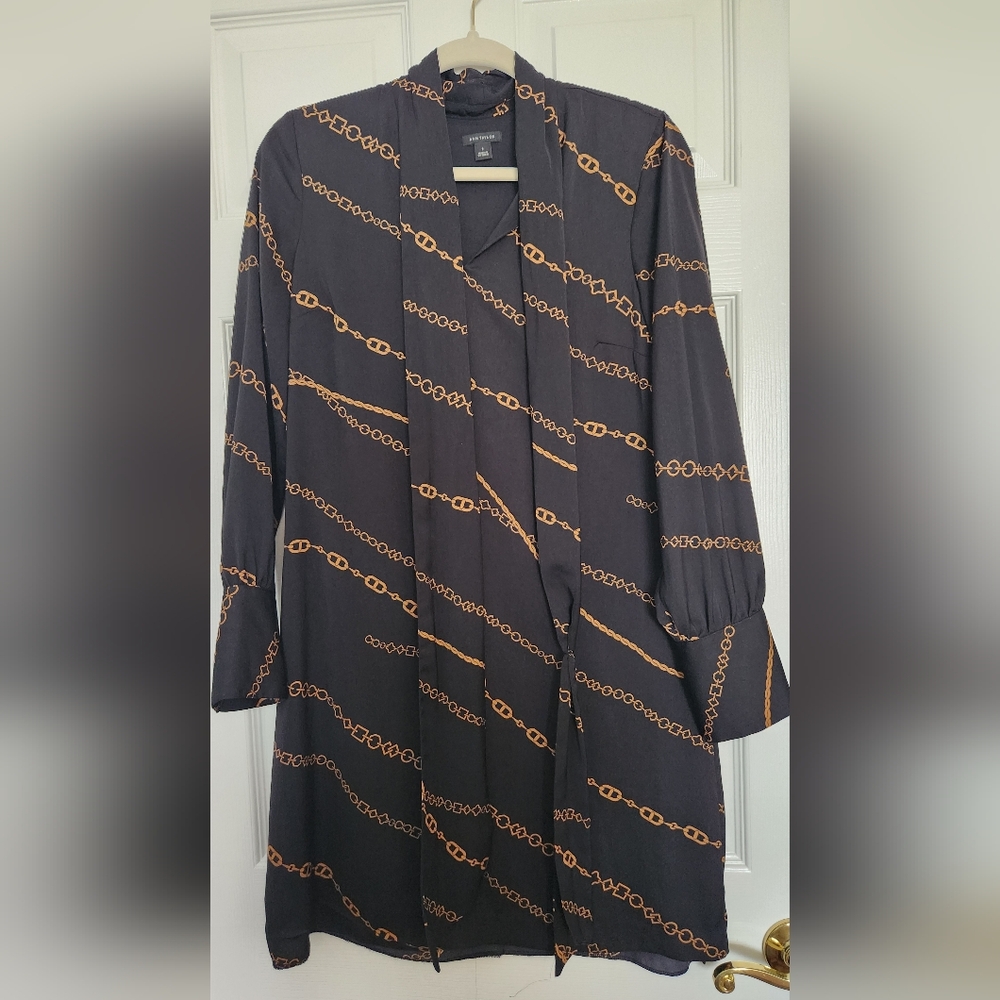 Ann Taylor Dress With Chain Link Print
